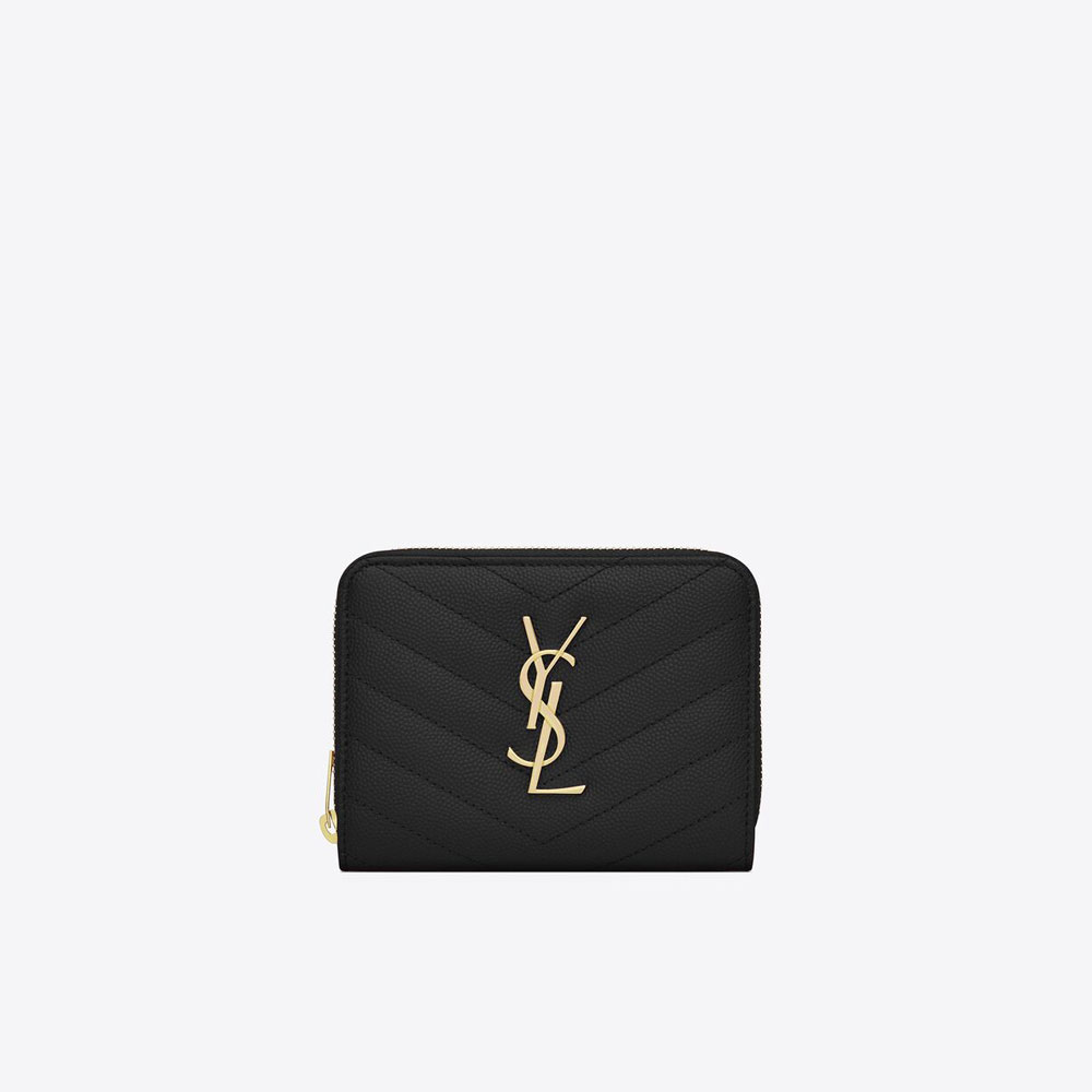 YSL Cassandre Matelasse Compact Zip Around Wallet 668288 BOW01 1000