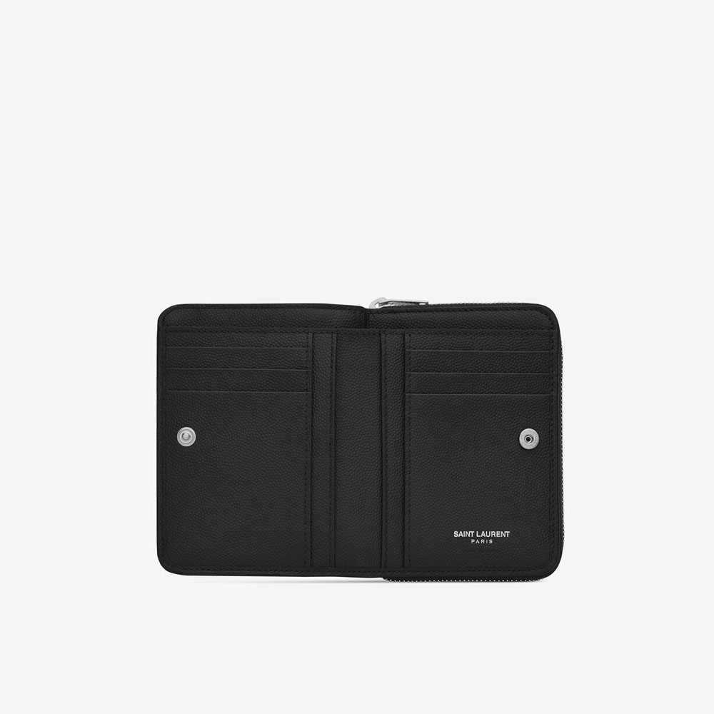 YSL Cassandre Matelasse Compact Zip Around Wallet In Grain 668288 BOW02 1000 - Photo-3