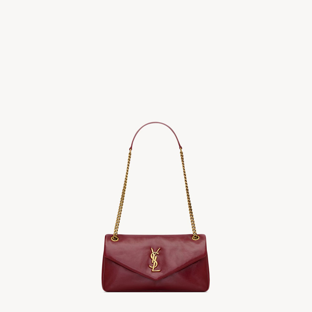 YSL Calypso Small In Shiny Leather in Rubis 734153 AADRE 6688