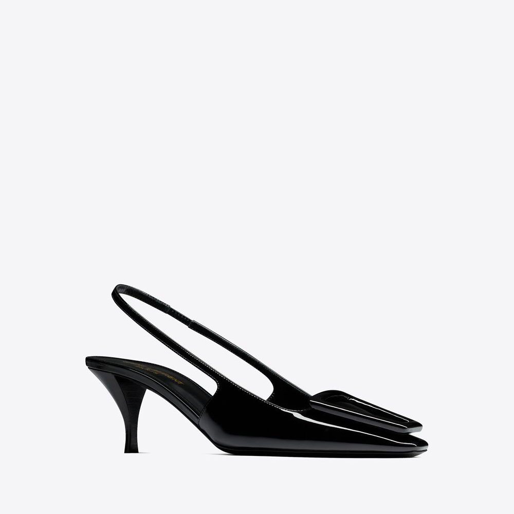 YSL 24 SLingback Pumps In Patent Leather 743726 1TV00 1000