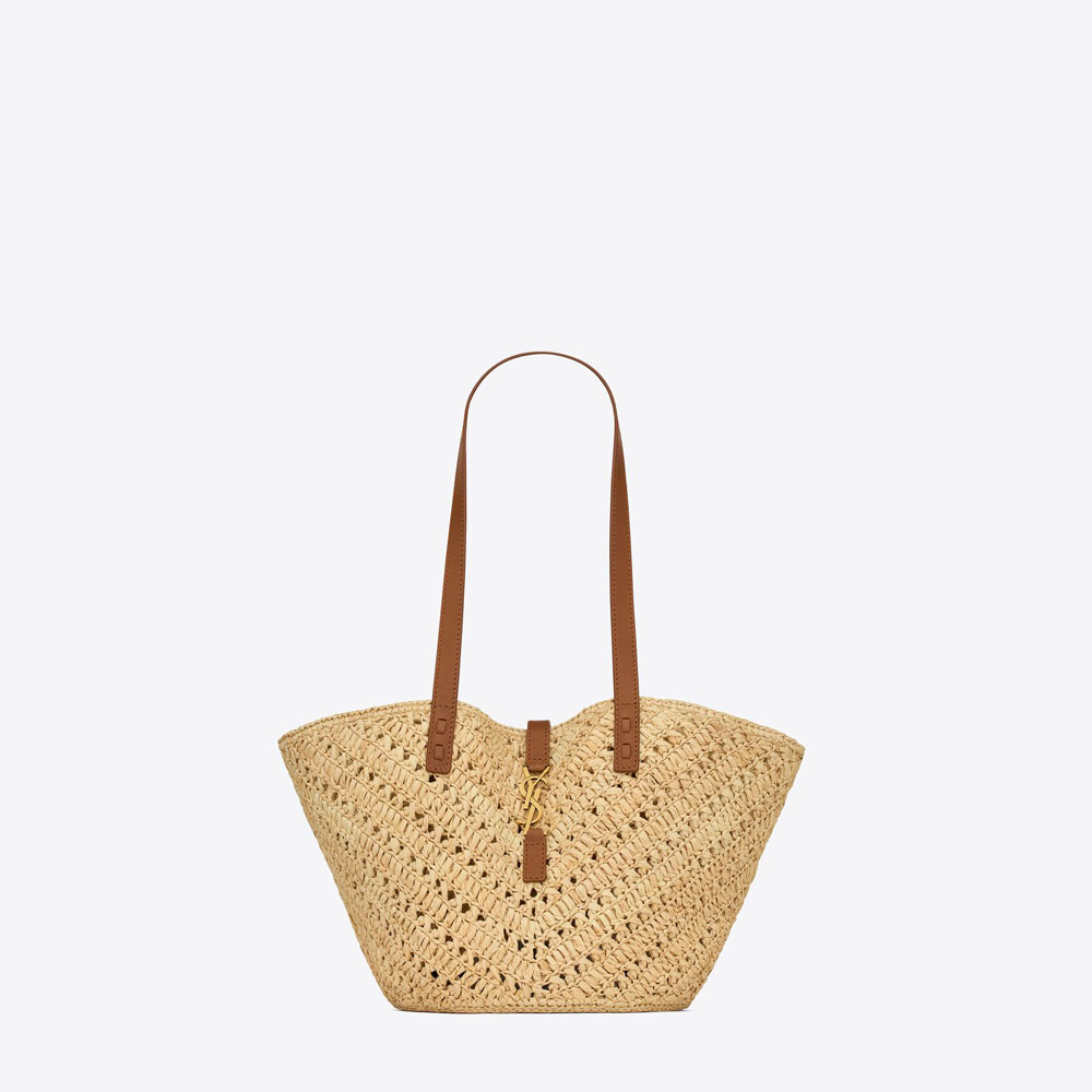 YSL Panier Small In Raffia And Vegetable-Tanned Leather 751240 GAADJ 2080