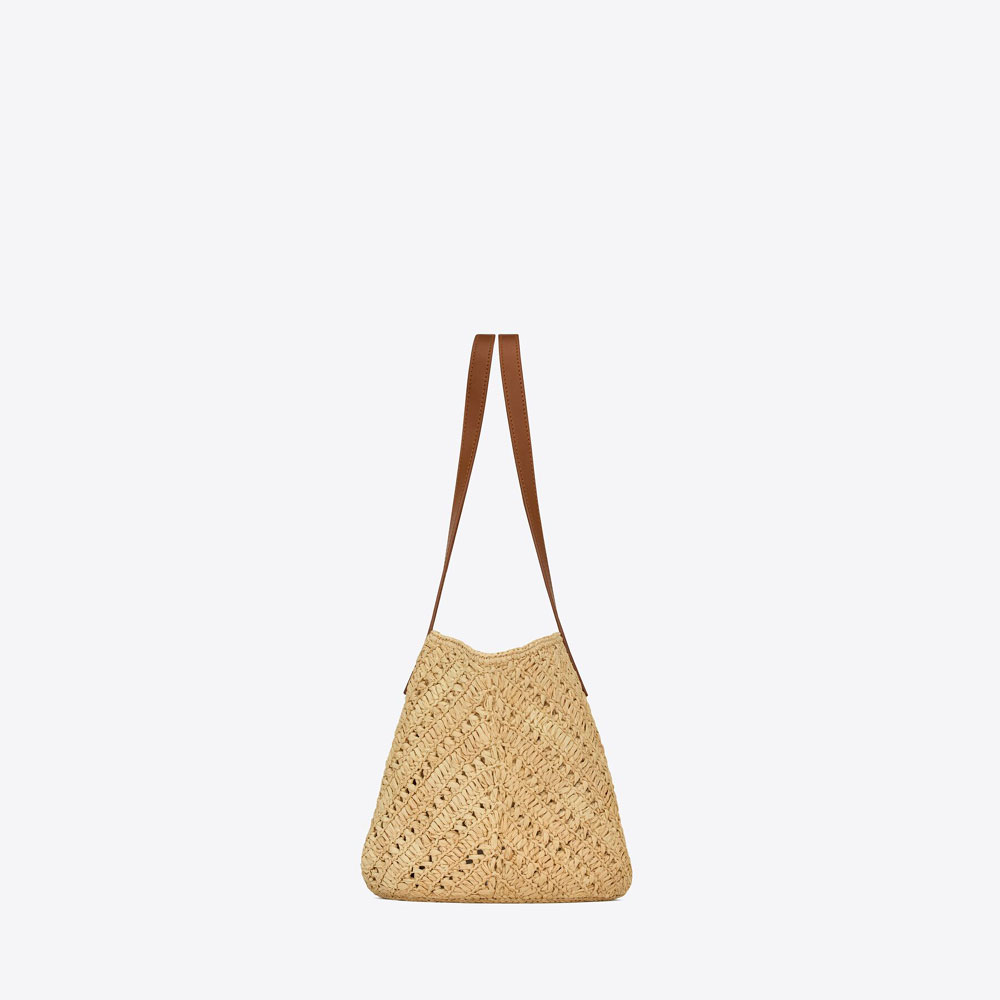 YSL Panier Small In Raffia And Vegetable-Tanned Leather 751240 GAADJ 2080 - Photo-2