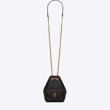 JOE MINI BUCKET BAG 19 IN WHITE SHEARLING AND BROWN SUEDE