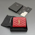Saint Laurent YSL Logo V-Stitch Compact Zip Red 403723 BOW01 6946