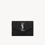 YSL Cassandre Matelasse Small Envelope Wallet In Grain De Poudre 414404 BOW02 1000