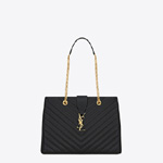 classic monogram Saint Laurent shopping bag in black grain de poudre 45310181WI