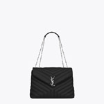 Saint Laurent Medium Loulou Chain Bag In Black Y Matelasse Leather 45324833IN