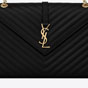 YSL Envelope Large Bag In Quilted Embossed Leather 600166 BOW01 1000 - thumb-2