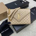 YSL Envelope Medium In Quilted Grain De Poudre 600185 BOW91 2721