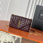 YSL Envelope Small In Grain De Poudre Leather 600195 BOW97 6195