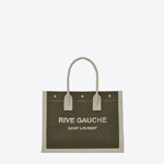 YSL Rive Gauche Small Tote Bag In Linen And Leather 617481 FAADI 3281