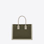 YSL Rive Gauche Small Tote Bag In Linen And Leather 617481 FAADI 3281 - thumb-2