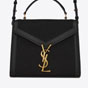 YSL Cassandra Mini Top Handle Bag In Canvas Smooth 623930 HZD2J 1000 - thumb-2