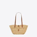 YSL Panier Small Bag In Crochet Raffia And Smooth Leather 685618 GAAAC 2080