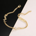 YSL Cassandre Charm Bracelet In Metal Rhinestone In Gold 692489 Y1500 8030