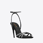 YSL Ava Sandals In Crepe Satin With Rhinestones 731558 1UUAC 1067