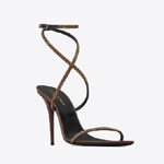 YSL Ava Sandals In Crepe Satin With Rhinestones 731568 1UUAC 6060