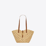 YSL Panier Small In Raffia And Vegetable-Tanned Leather 751240 GAADJ 2080