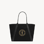 YSL Rive Gauche Tote Bag In Canvas in Black And Gold 780096 FAC3I 1075