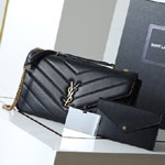 YSL Loulou Medium In Matelasse Lambskin in Black 801439 AAE4Y 1000
