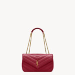 YSL Loulou Medium In Matelasse Lambskin In Red 801439 AAEAX 6946