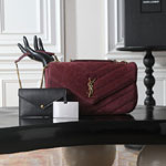 YSL Loulou Medium In Matelasse Suede 801439 AAEY6 6766