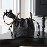 YSL Cassandre Bucket Bag In Lambskin in Black 840886 1EL07 1000