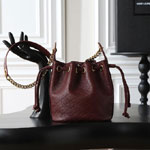 YSL Cassandre Bucket Bag In Lambskin in Burgundy 840886 1EL07 6195