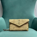 YSL Cassandre Small Chain Pouch In Raffia 847716 GAAFC 2791