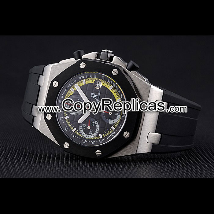 Swiss Audemars Piguet Royal Oak Offshore Black Yellow Dial Stainless AP5550 - Photo-3