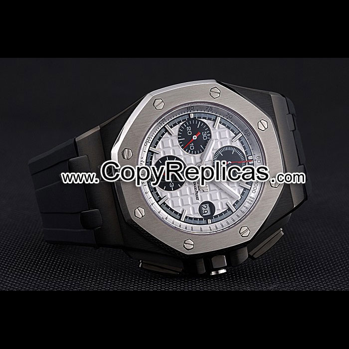 Swiss Audemars Piguet Royal Oak Offshore Chronograph White Dial Black AP5559 - Photo-2