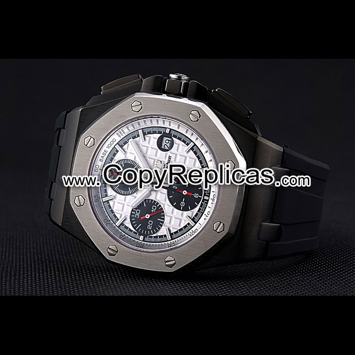Swiss Audemars Piguet Royal Oak Offshore Chronograph White Dial Black AP5559 - Photo-3