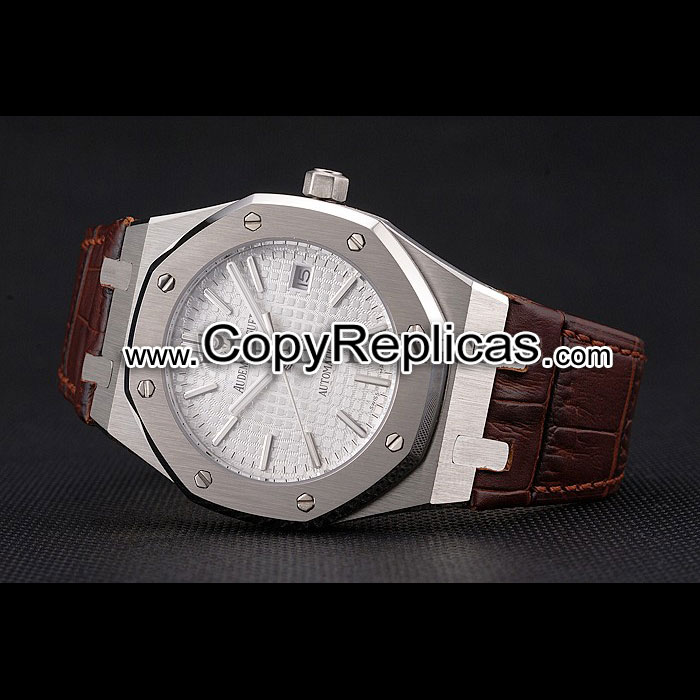 Swiss Audemars Piguet Royal Oak White Dial Stainless Case Brown AP5566 - Photo-2