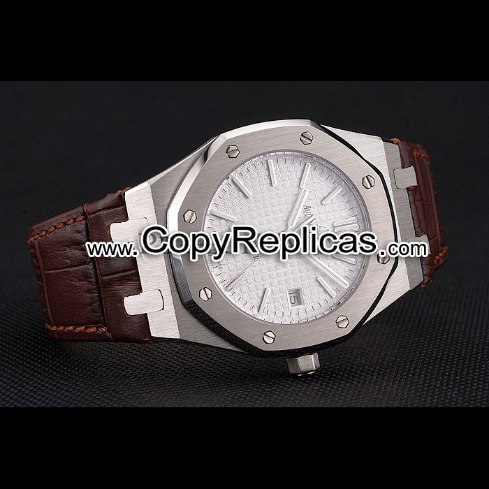 Swiss Audemars Piguet Royal Oak White Dial Stainless Case Brown AP5566 - Photo-3