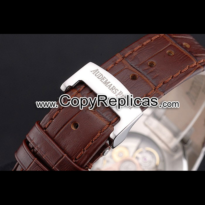 Swiss Audemars Piguet Royal Oak White Dial Stainless Case Brown AP5566 - Photo-4