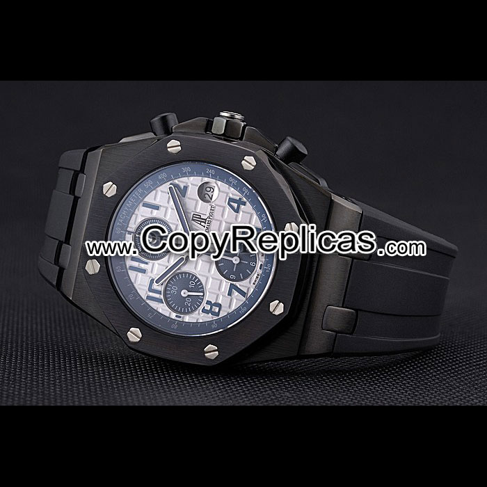 Swiss Audemars Piguet Royal Oak Offshore White And Blue Dial Black AP5570 - Photo-3