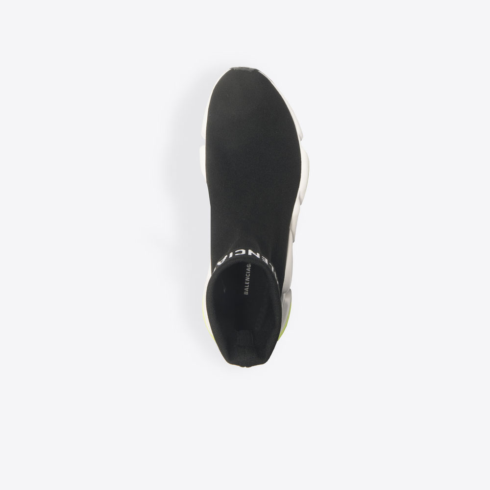 Balenciaga Black Yellow Speed Trainers Cuffed 534379 W1GV0 1006 - Photo-4