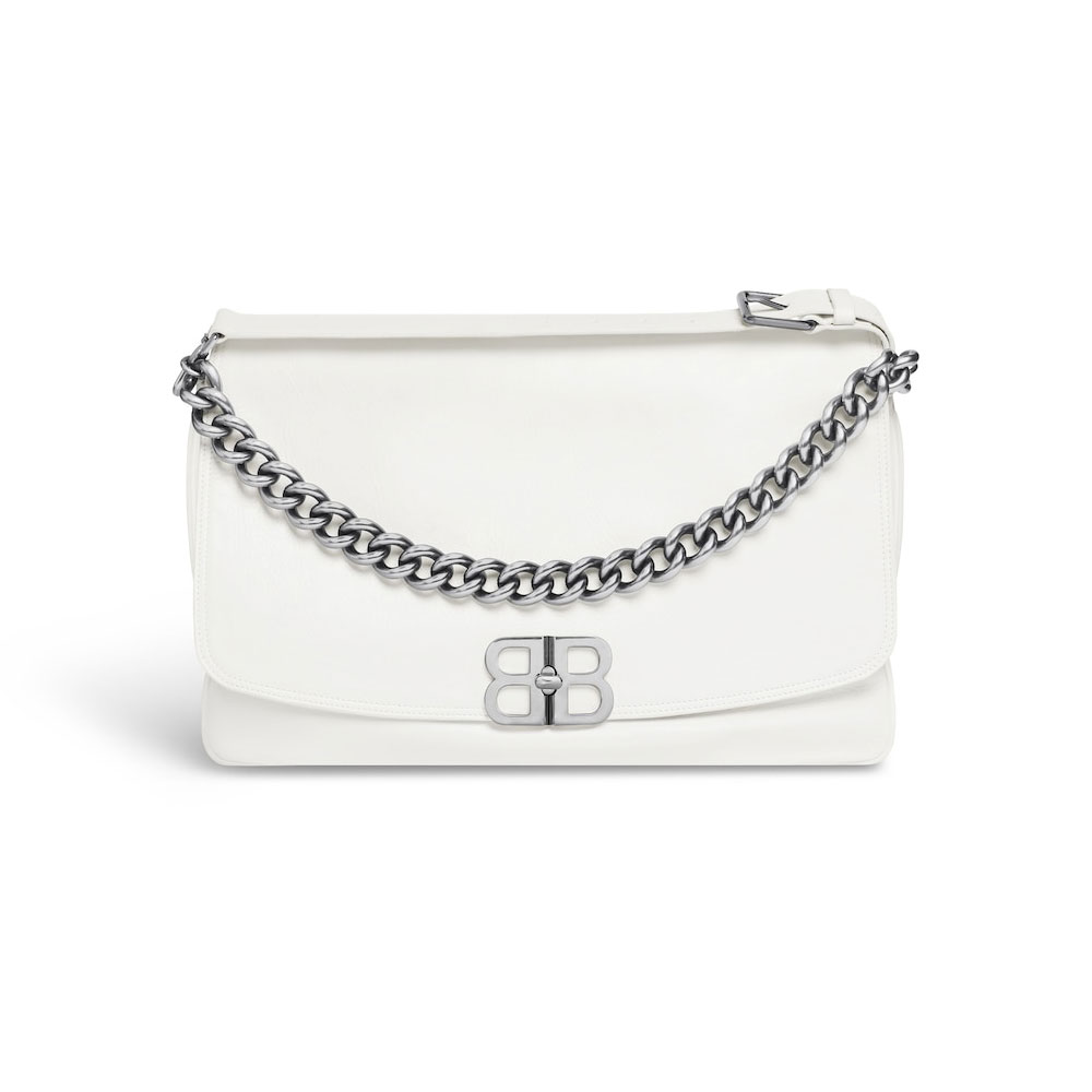 Balenciaga Bb Soft Large Flap Bag in Optic White 748488 2AAIY 9001