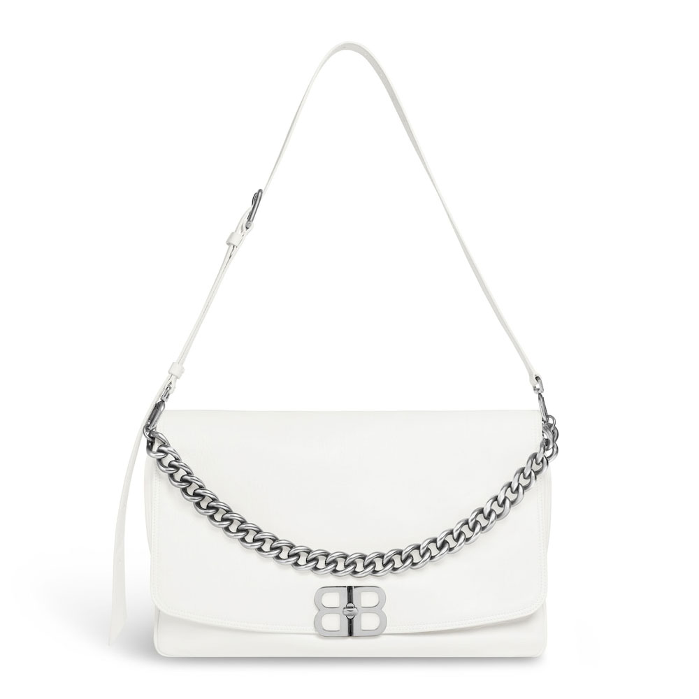 Balenciaga Bb Soft Large Flap Bag in Optic White 748488 2AAIY 9001 - Photo-3