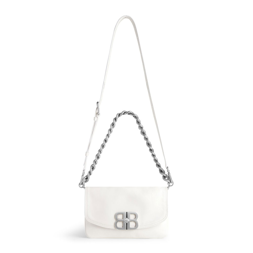 Balenciaga Bb Soft Small Flap Bag in Optic White 748598 2AAIY 9001 - Photo-3