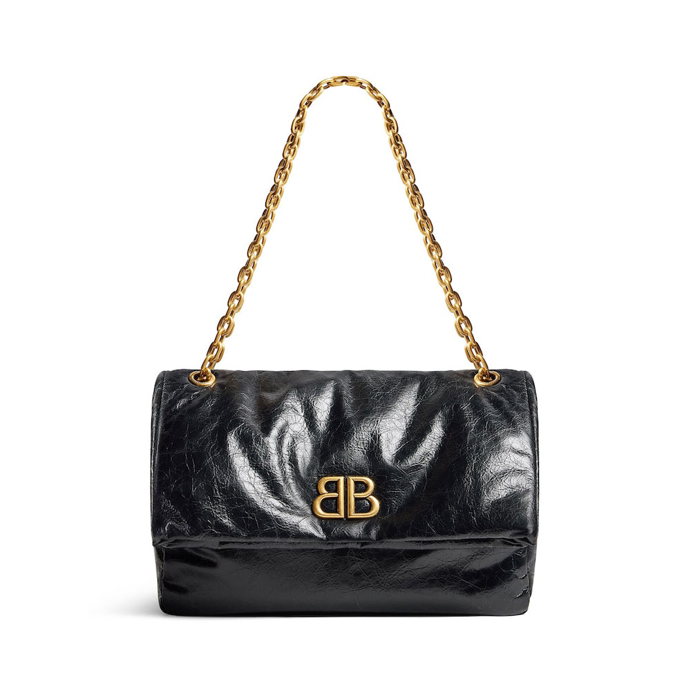 Balenciaga Monaco Medium Chain Bag in Black 765945 2AAR8 1000