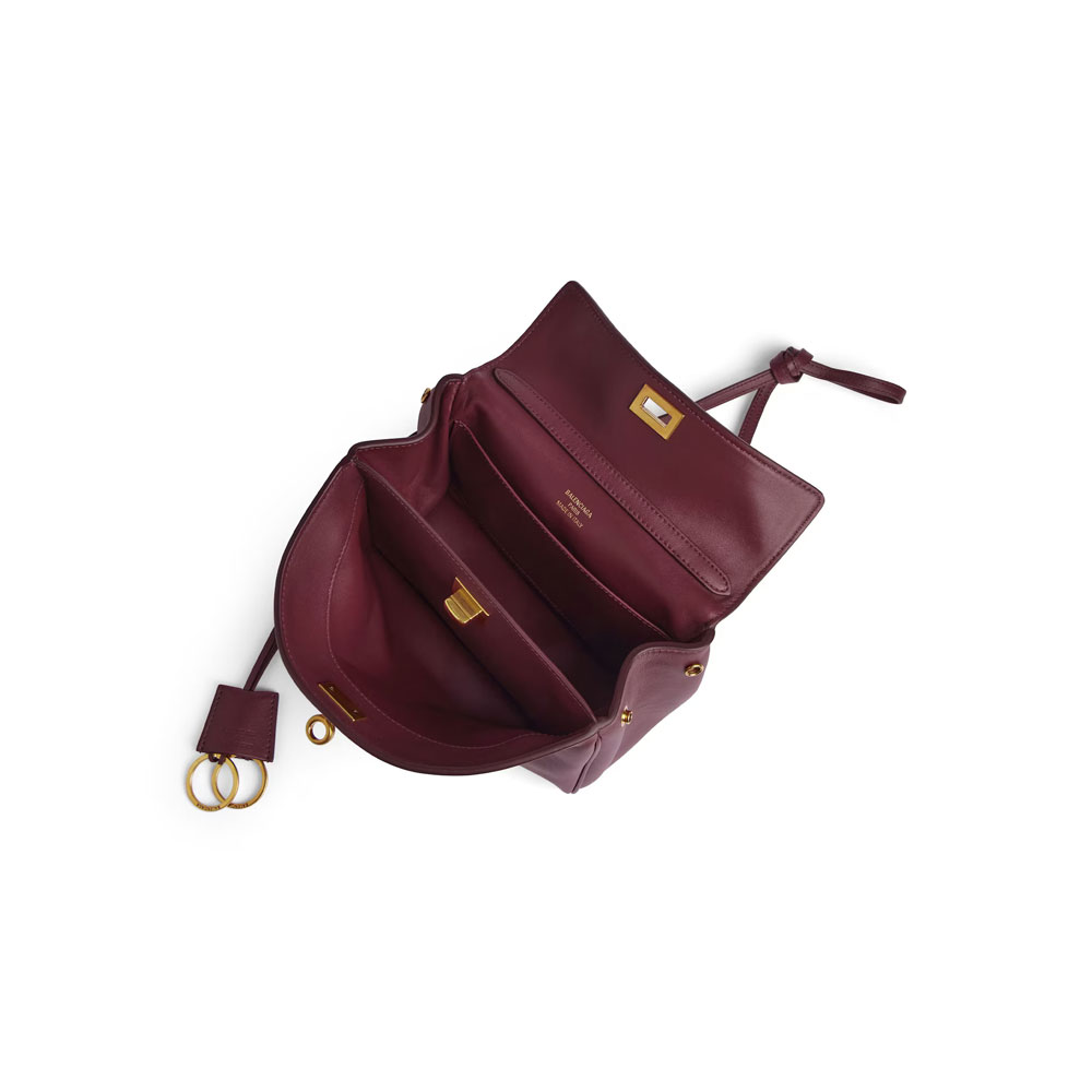 Balenciaga Rodeo Mini Bag in burgundy smooth calfskin 795456 2AA4V 1000 - Photo-4