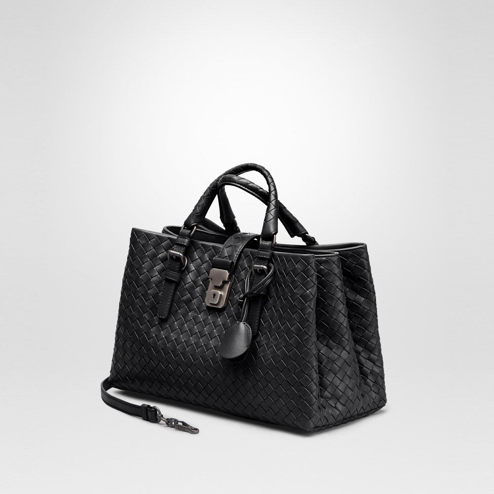 Bottega Veneta small roma bag in nero intrecciato calf 45216675OU - Photo-2