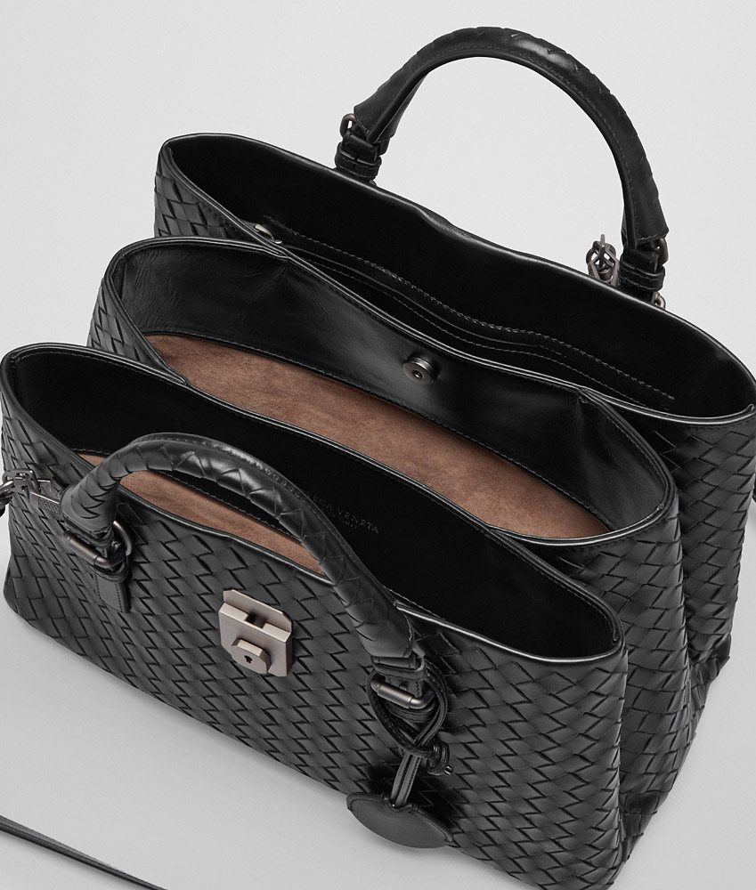 Bottega Veneta small roma bag in nero intrecciato calf 45216675OU - Photo-3