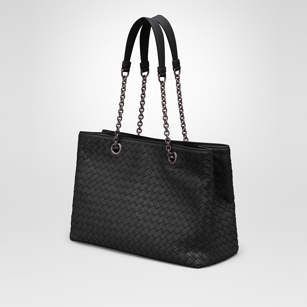 Bottega Veneta medium tote bag in nero intrecciato nappa 45306116AK - Photo-2