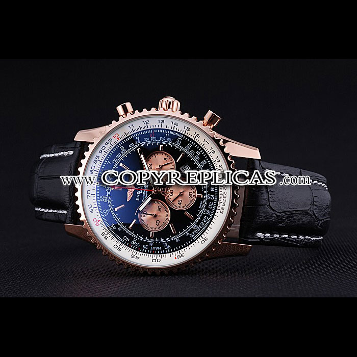Breitling Navitimer 01 Black Dial Rose Gold Case Black Leather Bracelet BL5635 - Photo-3