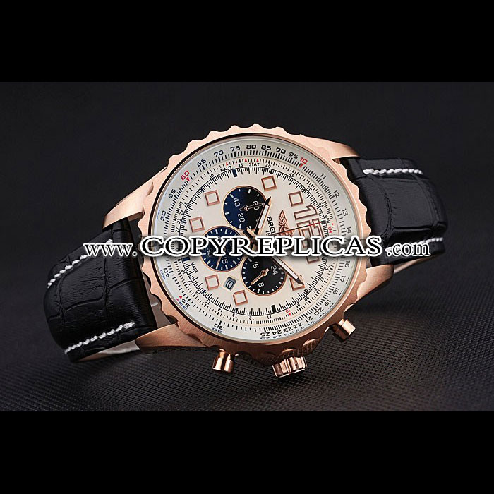 Breitling Navitimer Rosegold Bezek Leather Strap White Dial BL5757 - Photo-2
