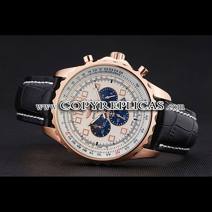Breitling Navitimer Rosegold Bezek Leather Strap White Dial BL5757 - Photo-3