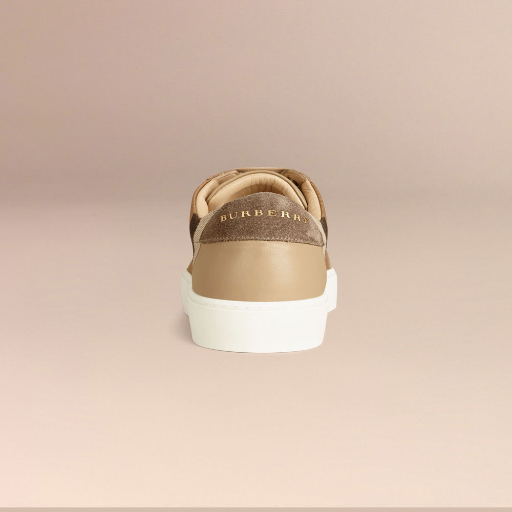 Burberry House Check And Leather Sneakers Check nude 40138381 - Photo-3