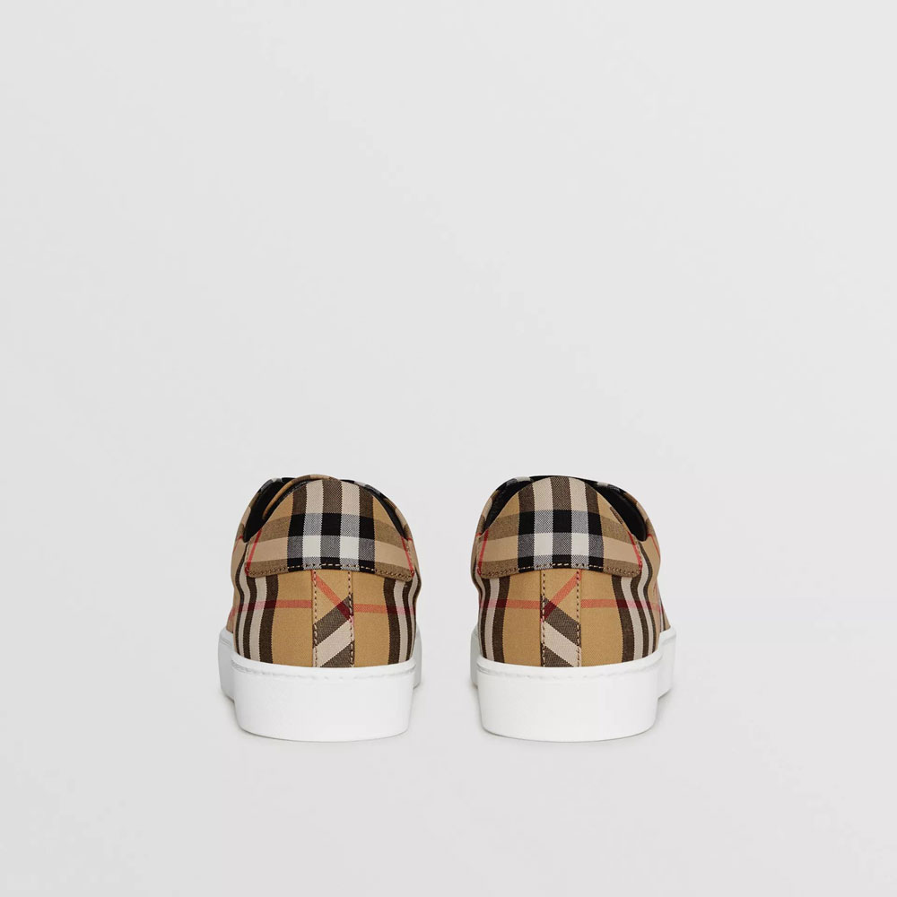 Burberry Vintage Check and Leather Sneakers in Antique Yellow 40737101 - Photo-3